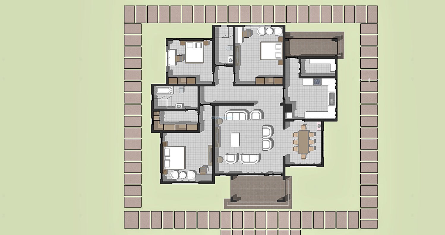 3 BEDROOM 199 Square meter house plan 1321B