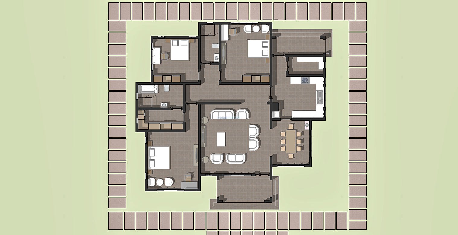 3 Bedroom Contemporary Flat Roof Bungalow House Plan 200 sqm Spacious Modern Family Home with Master Walk In Closet 1321C