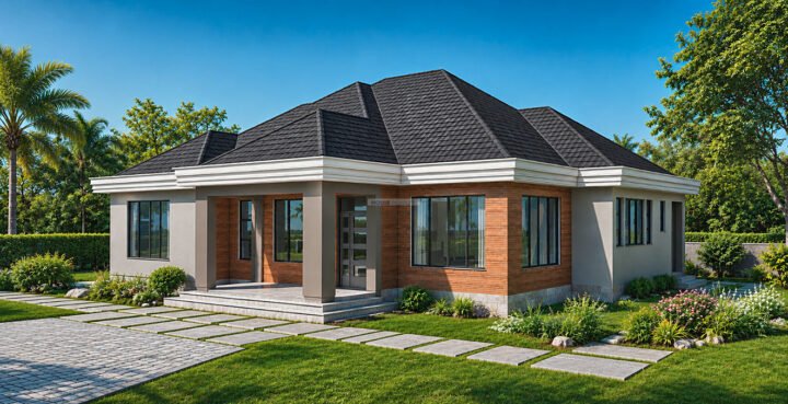 3 Bedroom Contemporary Hip Roof Bungalow House Plan 202 sqm Spacious Family Home with Master Suite & Walk In Closet 1321A