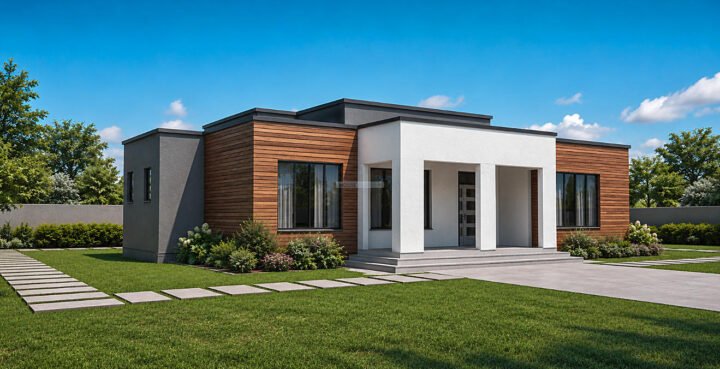 3 Bedroom Modern Flat Roof Bungalow House Plan 161 sqm Elegant Contemporary Family Home with Private Master Suite 1315C