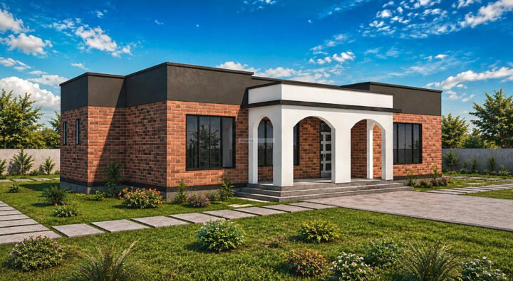 3 Bedroom Modern Hidden Roof Bungalow House Plan 159 sqm Contemporary Family Home with Private Master Suite 1315B