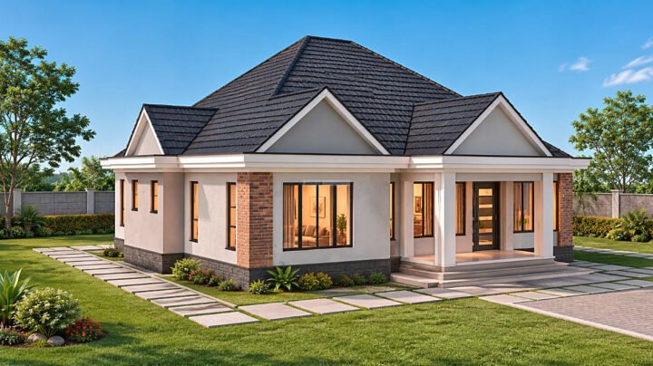 3 Bedroom bungalow modern hip and gable roof 1321D
