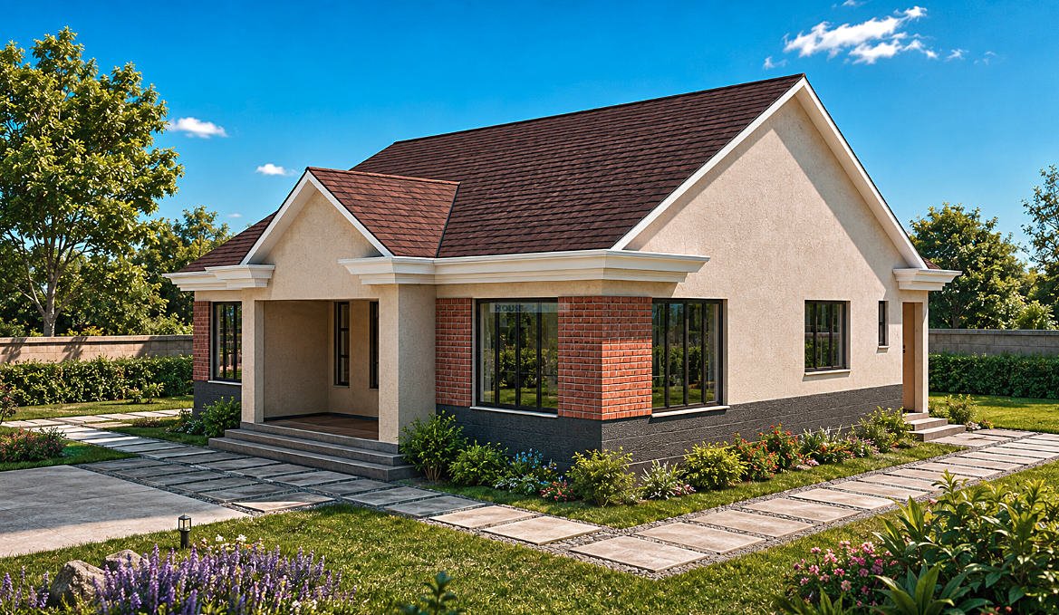 3 Bedroom modern gable roof single storey house design 1321E