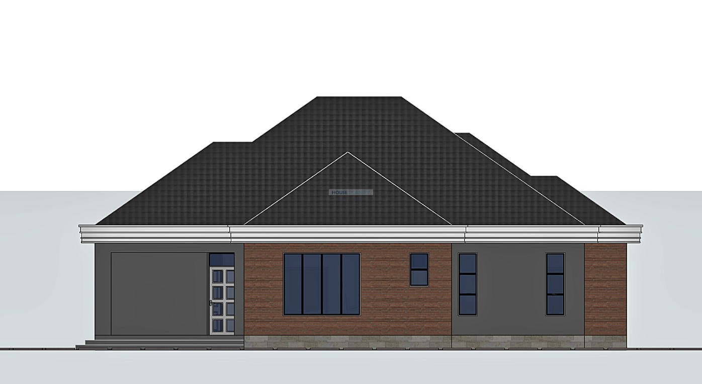 3 bedroom bungalow back elevation 1321A