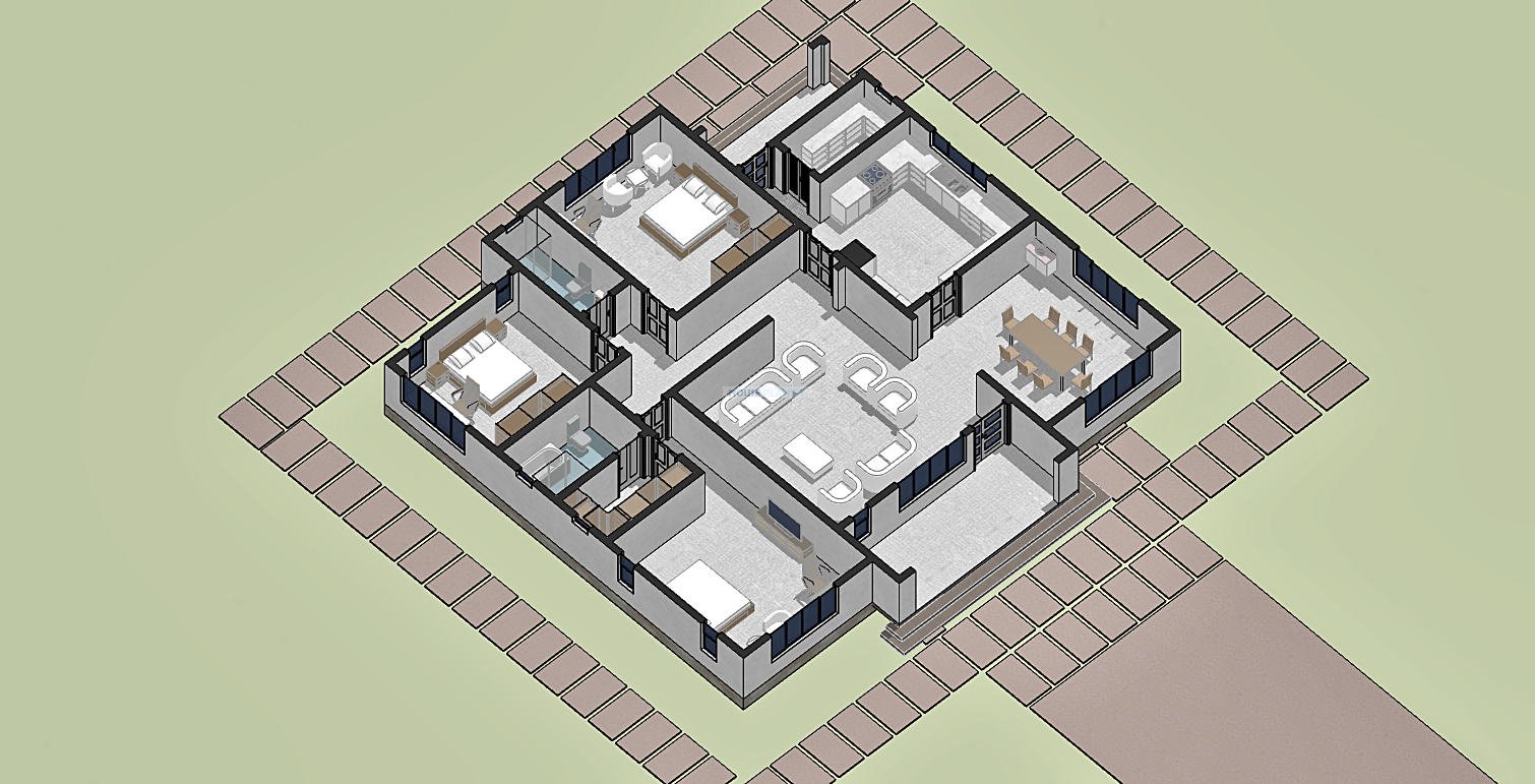 3 bedroom bungalow house floor plan 1321E