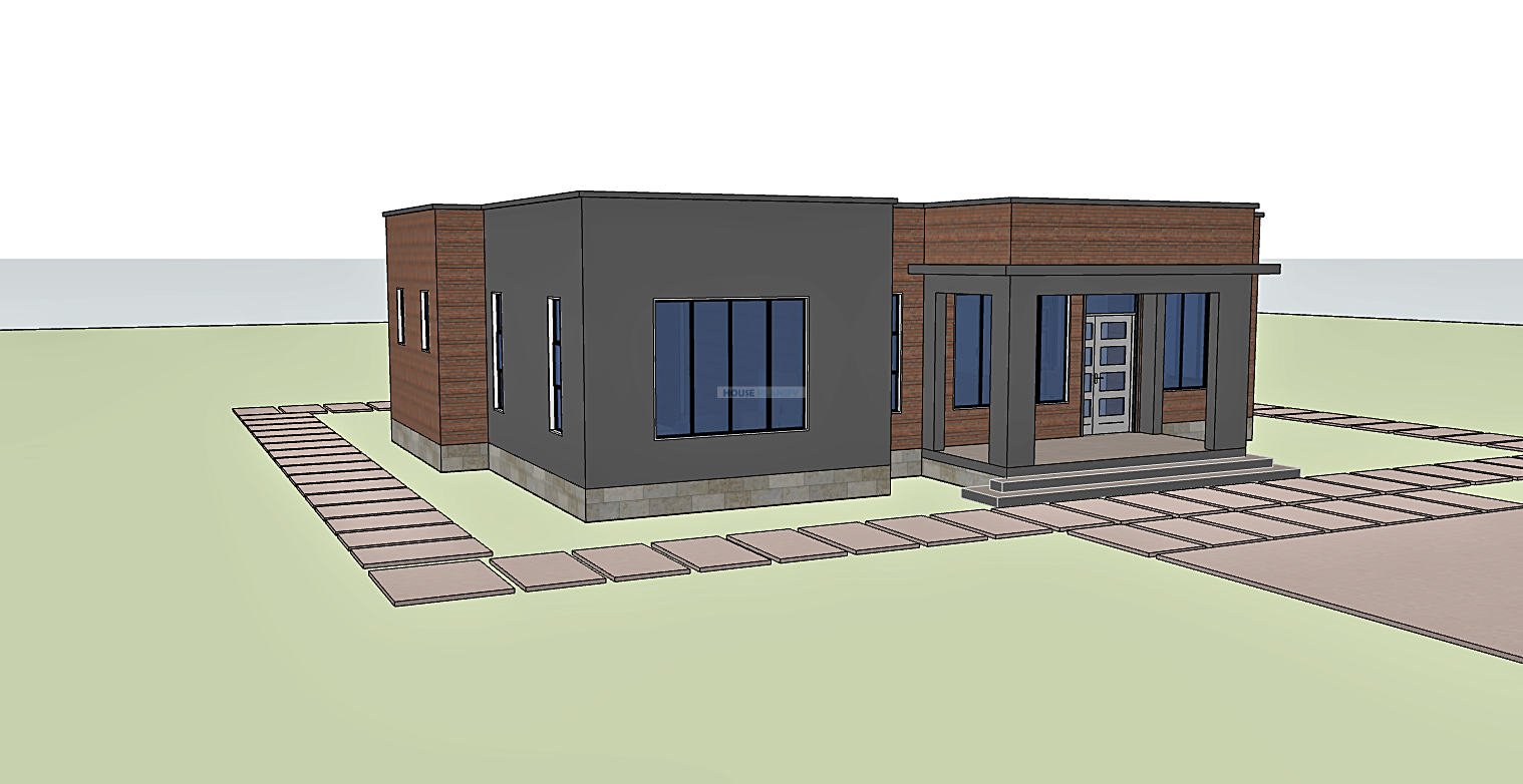 3 bedroom bungalow with flat roof 1321C