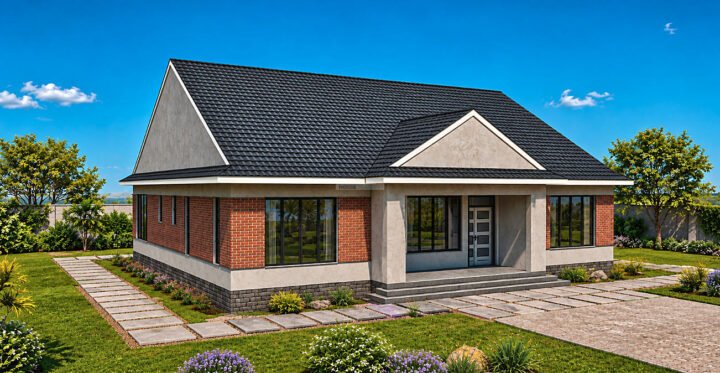 3 bedroom contemporary hip and gable house plan 1321F