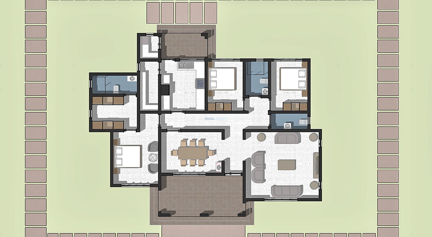 3 bedroom flat roof floor plan 1315C