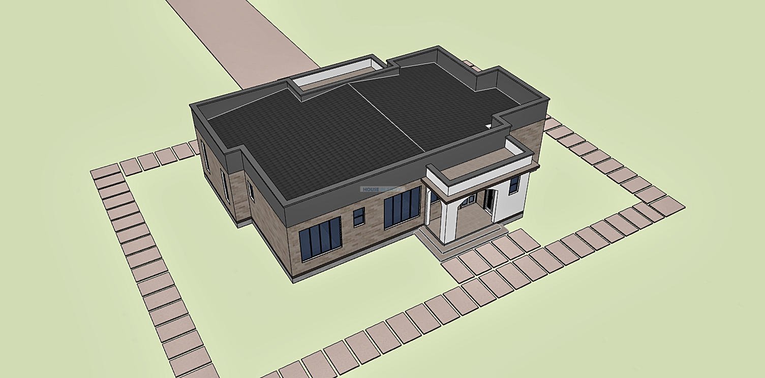 3 bedroom hidden roof bungalow house plan 1315B