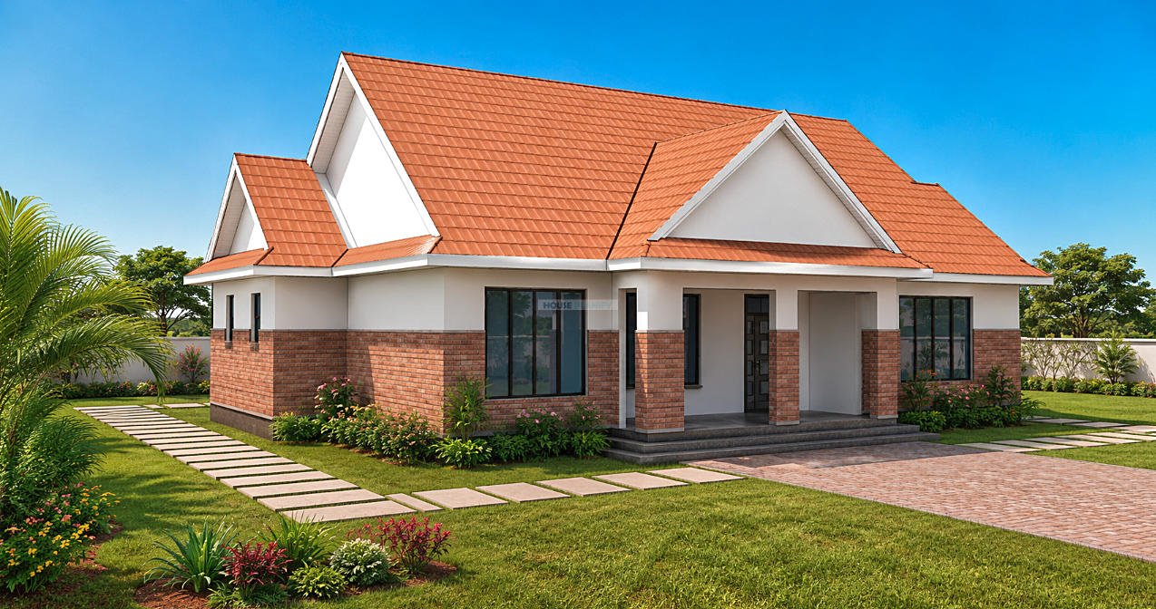 3 bedroom single storey house design with closed kitchen 1315E