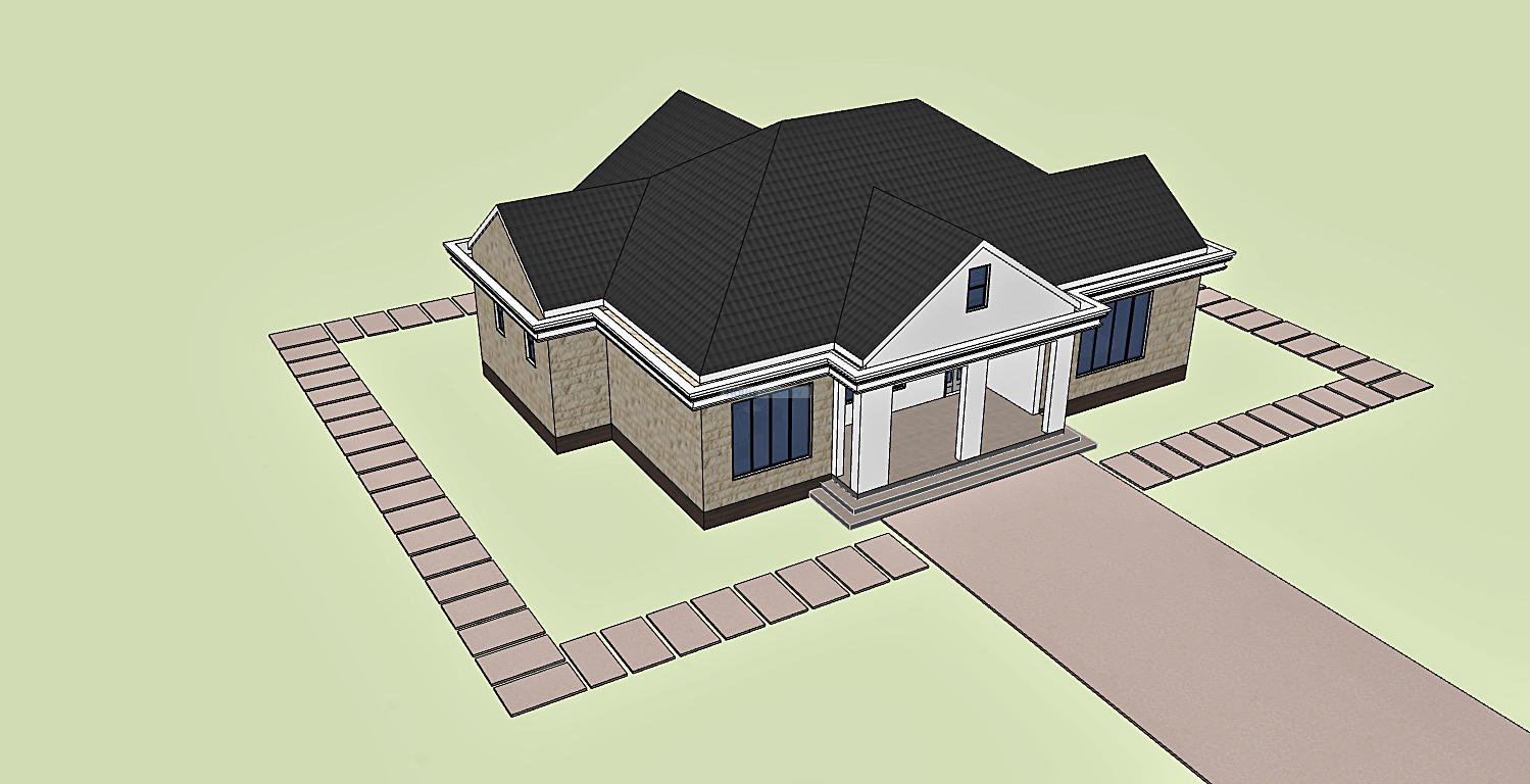 35 degree hip and gable roof house plan 1315D