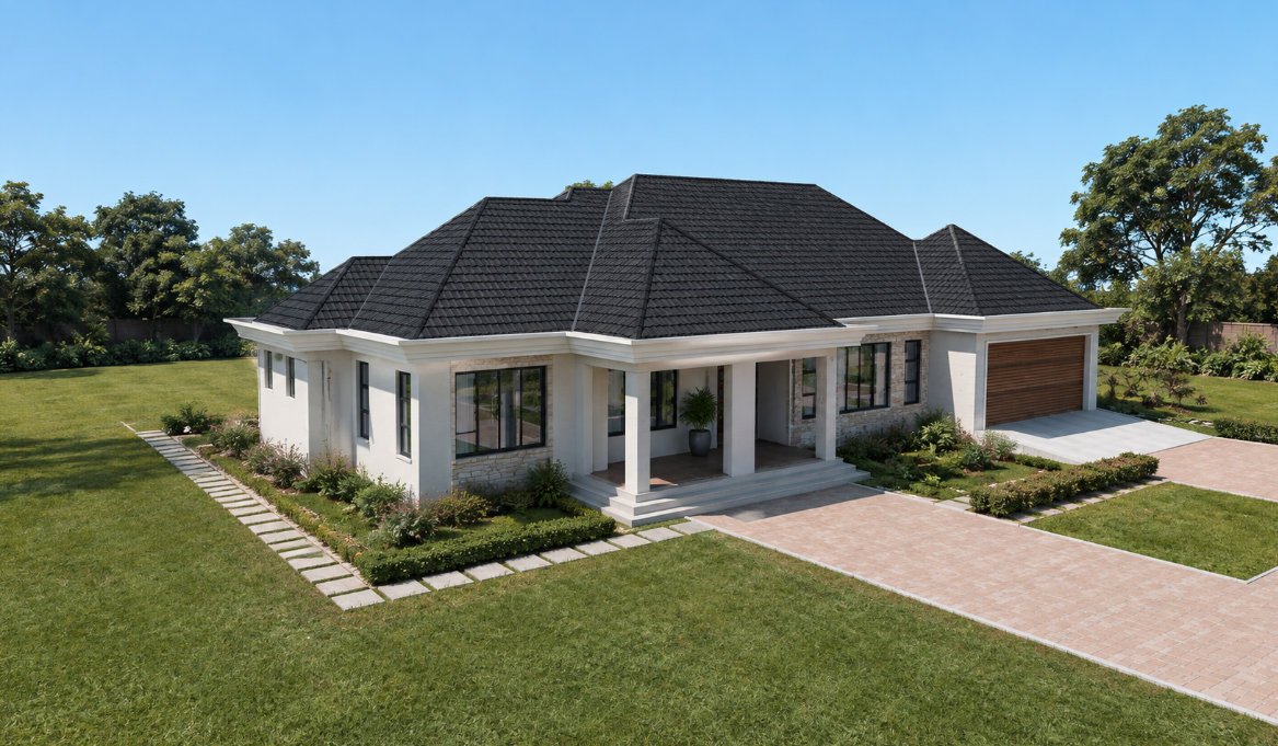 4 Bedroom alternative design bungalow modern with hip and gable roof
