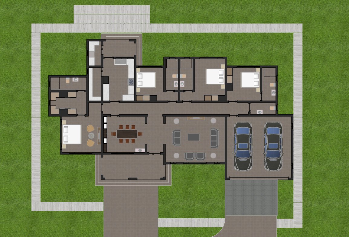 4 bedroom hidden roof bungalow house plan 1404B