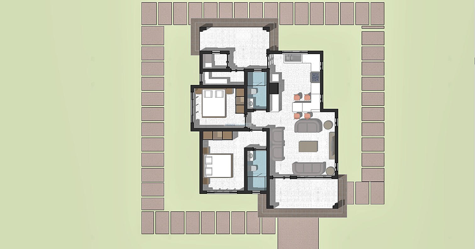 97 square meter single storey house plan 1202B