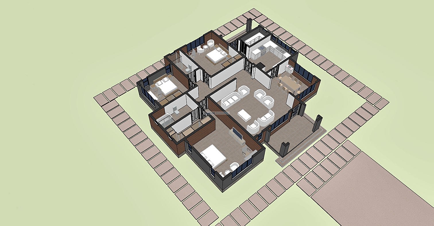 Affordable 3 bedroom bungalow house plan for family 1321A