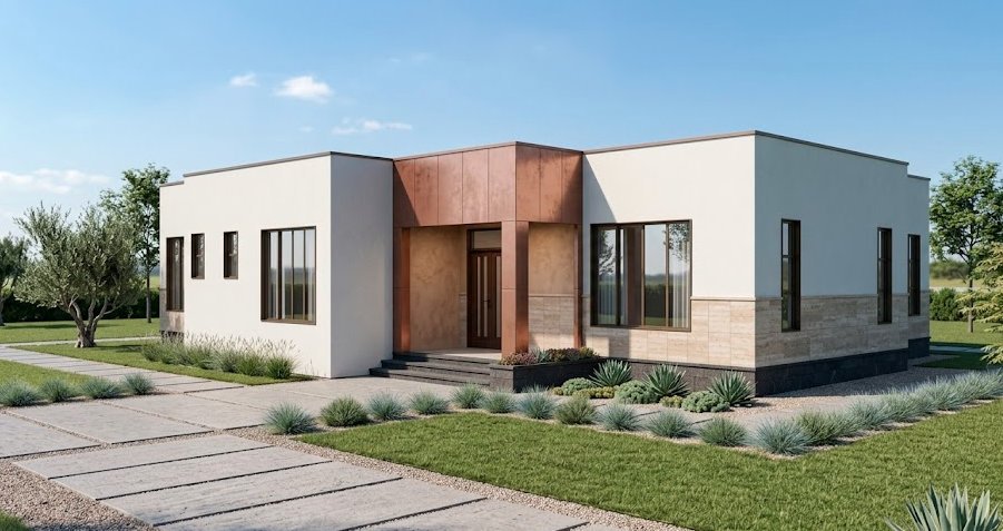 Alternate bungalow design with flat roof 1312B
