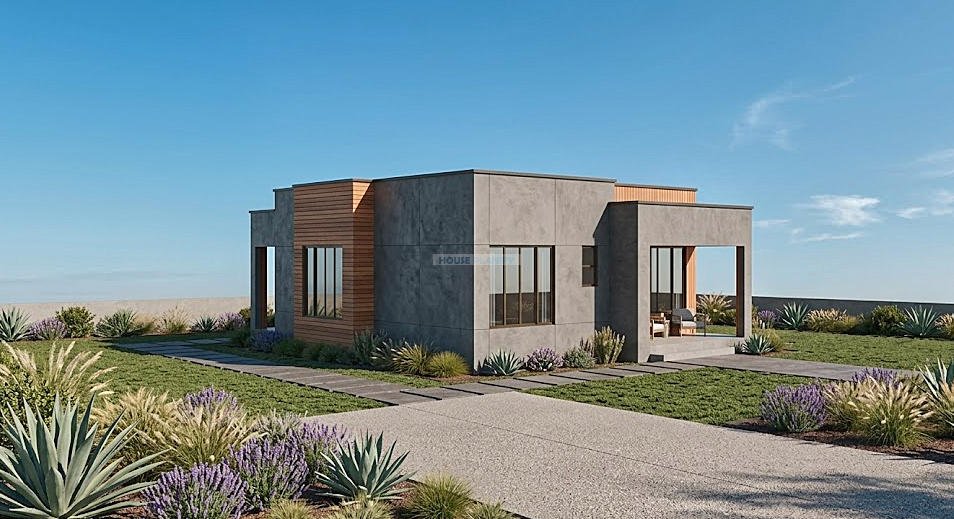 Alternative design contemporary single storey 2 bedroom house deign 1202B