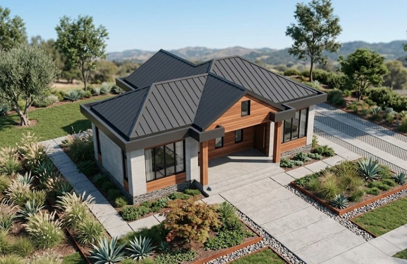Alternative design of 1 bedroom single storey house design 1107A-D1