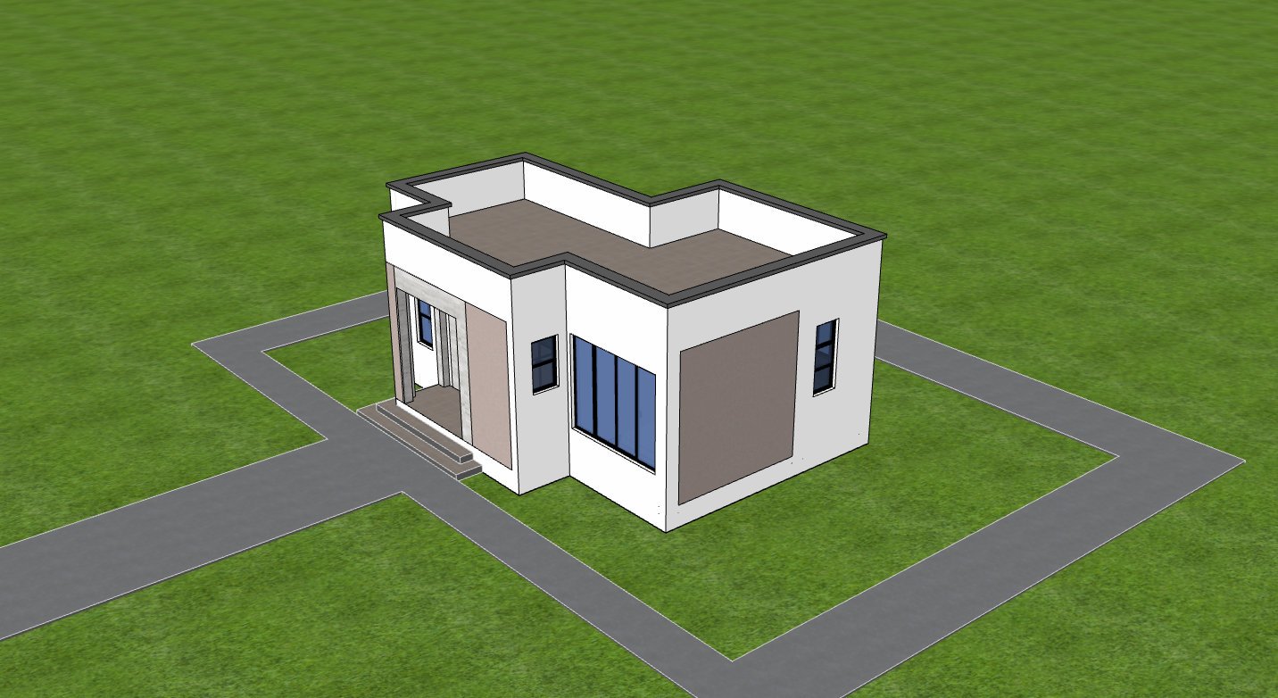Birds eye view of affordable 1 bedroom house plan 1101B