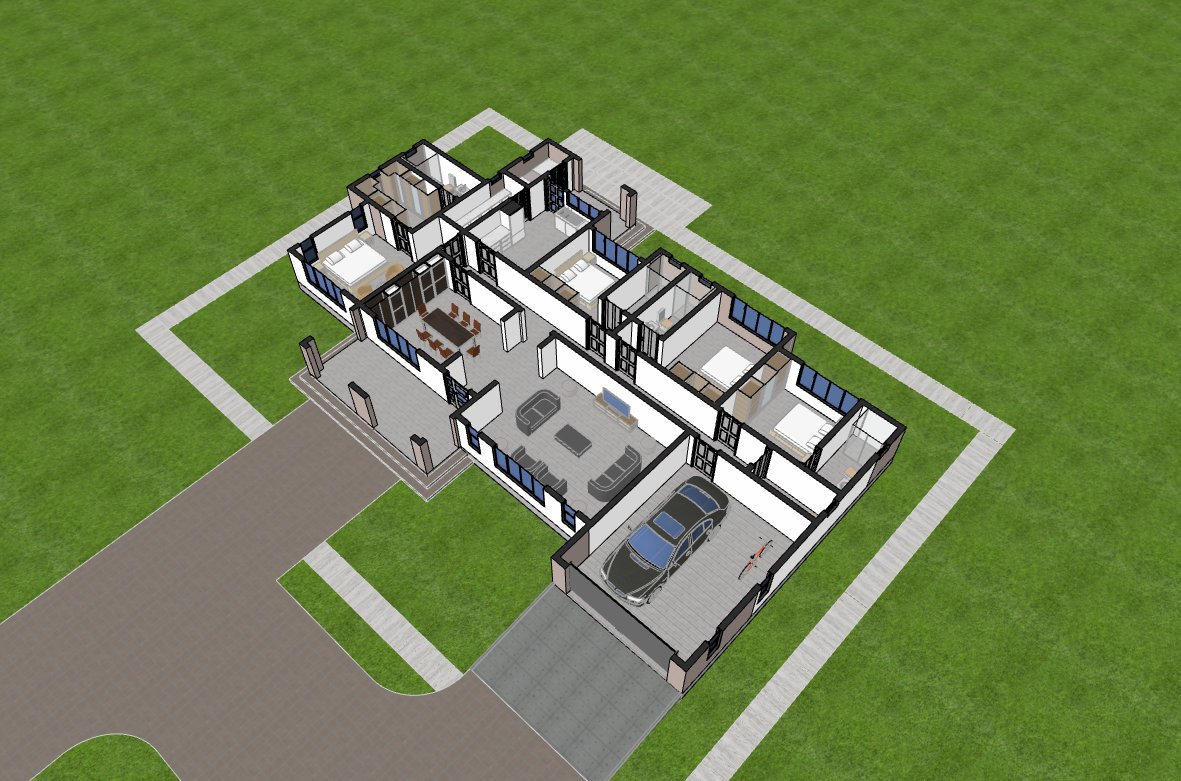 Bungalow alaternative axonometric plan 1404AD1