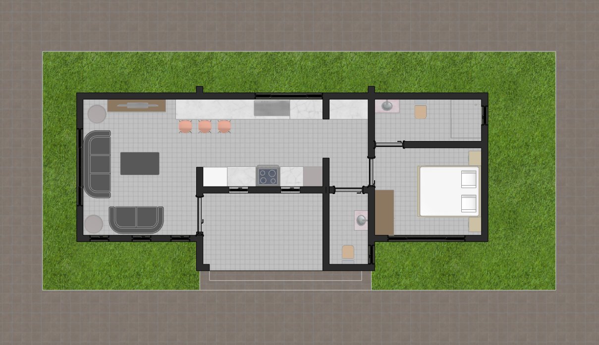 Compact 1 bedroom house design for small plots 1120B