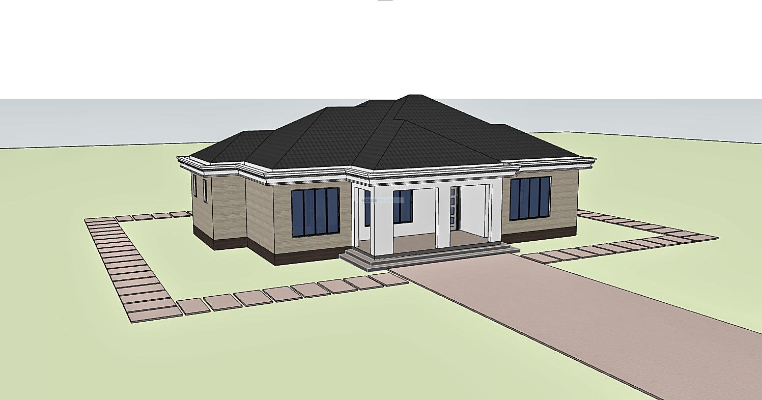 Family house plan with 3 bedrooms for a 21 by 17 meter plot 1315A