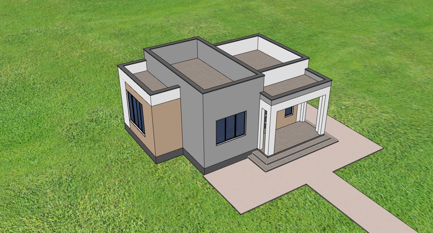 Flat Roof 1 Bedroom house design 1102C