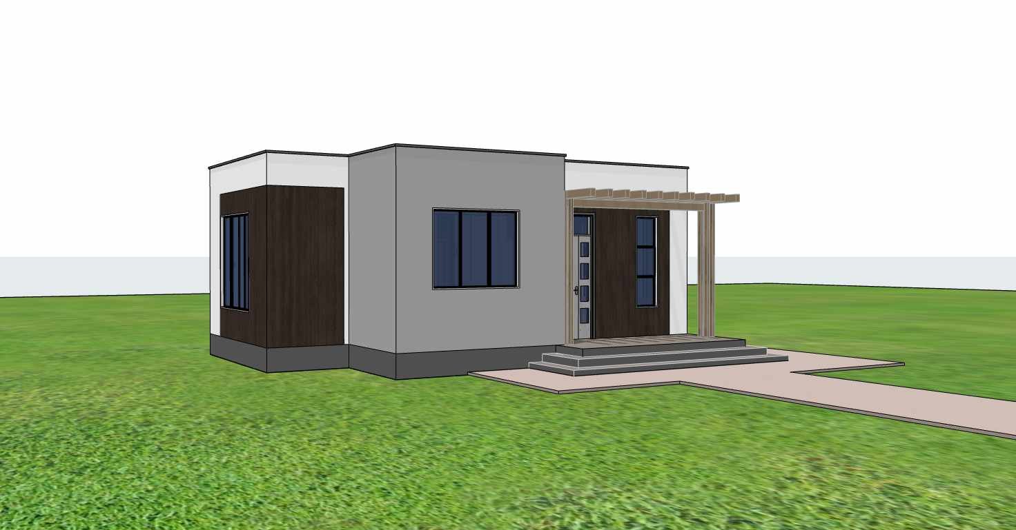 Front view of 1 bedroom with concrete gutter 1102B
