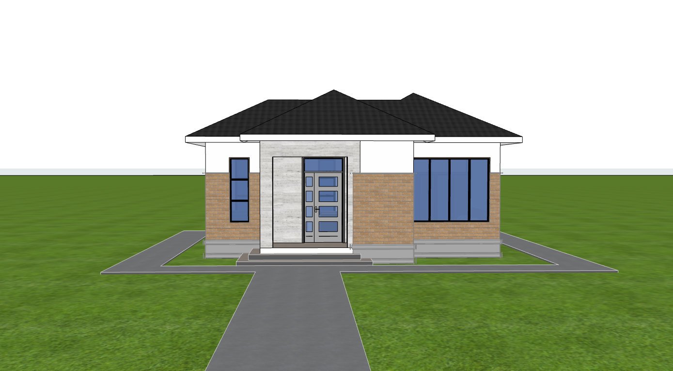 Front view of compact house plan 1101A