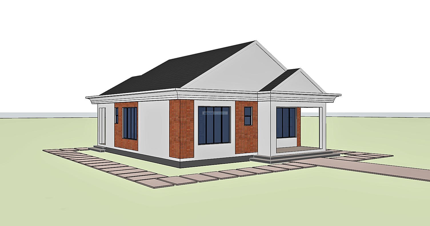 Gable roof 2 bedroom bungalow 1202D