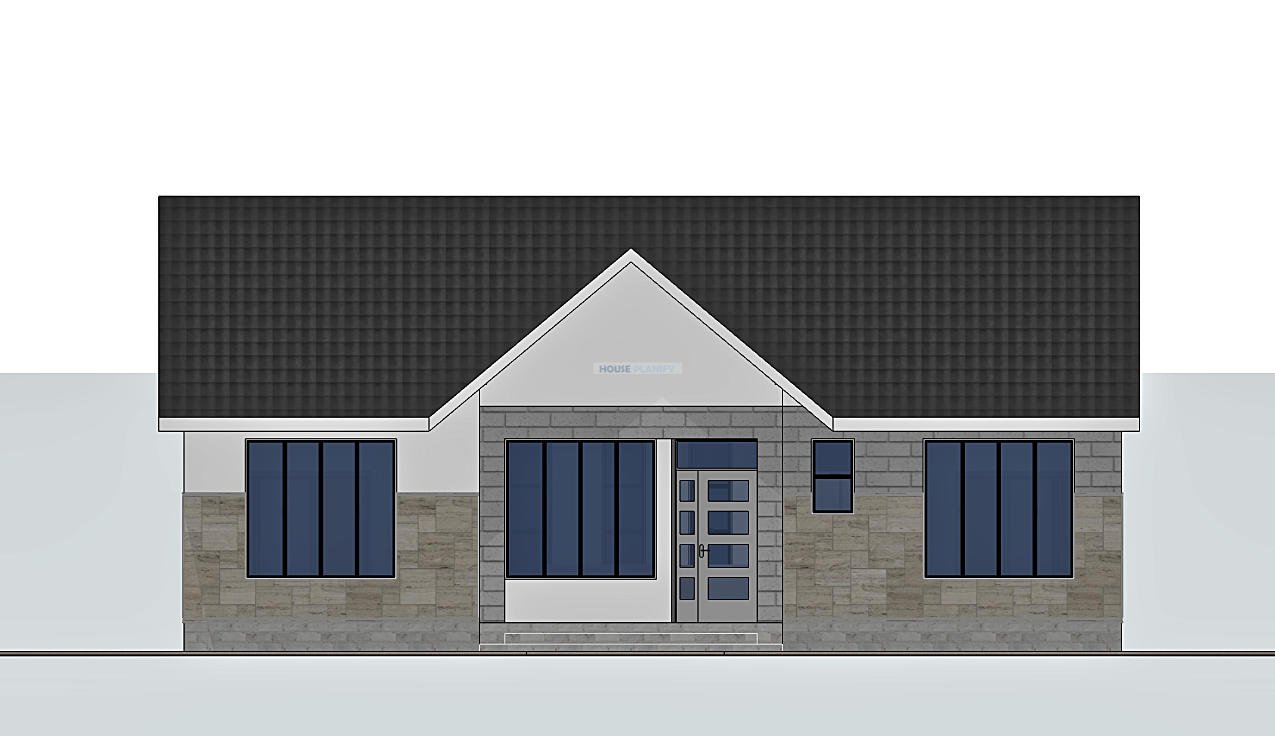 Gable roof front elevation 1203A