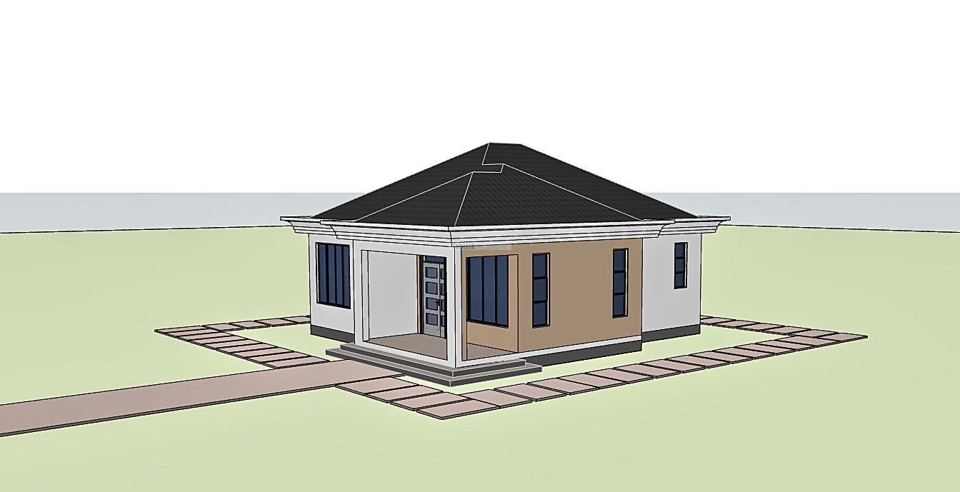 House plan for a 14 x 16 meter plot 1202A