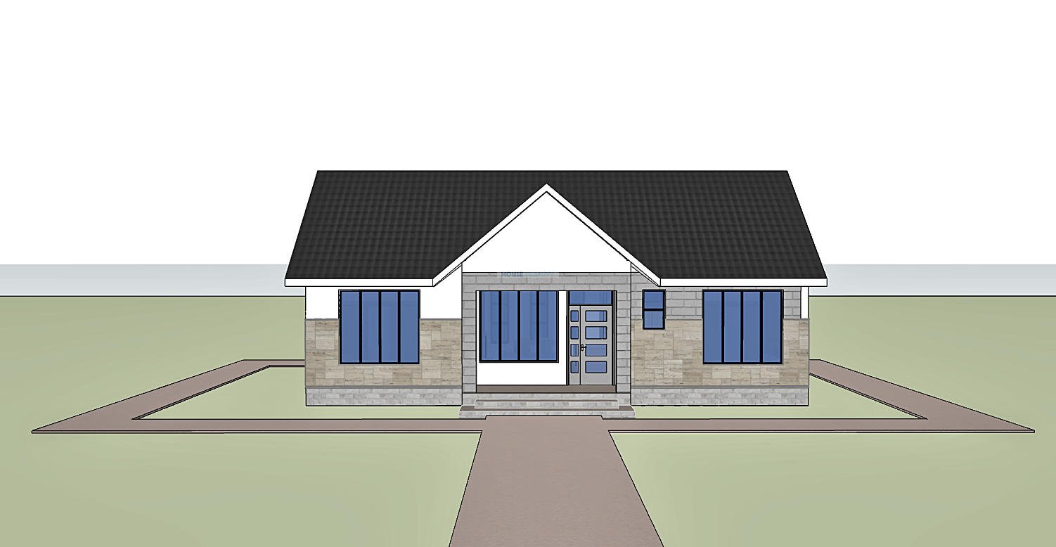 House plan with open plan kitchen 2 bedrooms 1203A