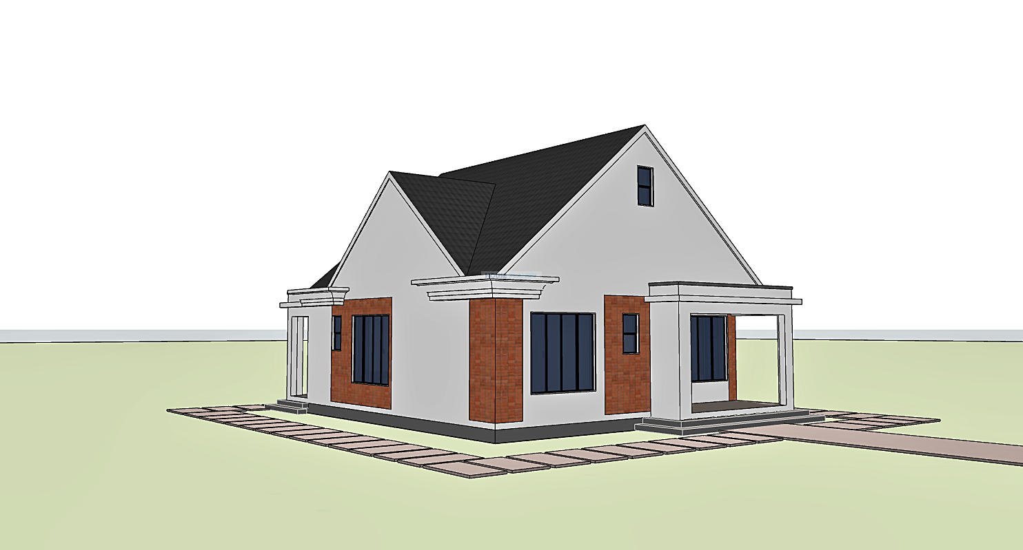 Modern 2 bedroom bungalow house design 1202E