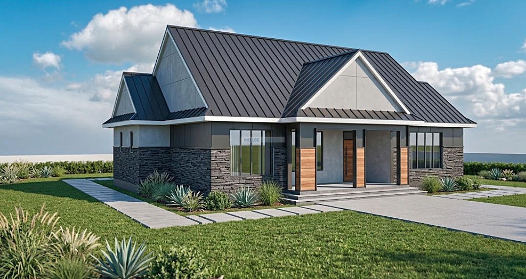 Modern 3 bedroom gable roof house design plan 1315E