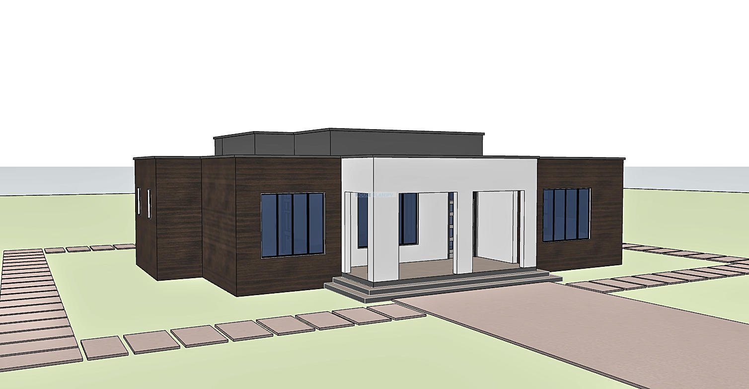 Modern contemporary flat roof bungalow 1315C