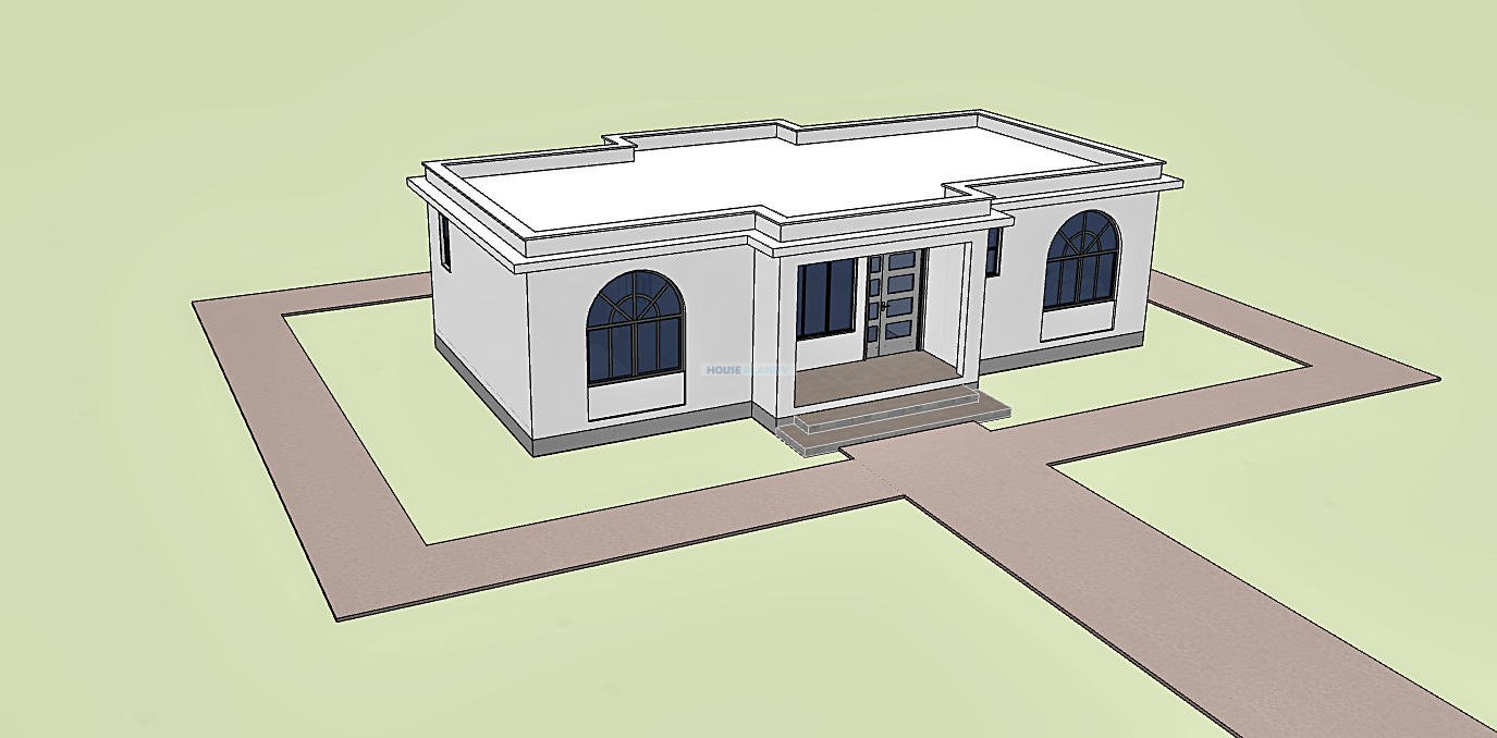 Modern house plan with concrete roof 1203C