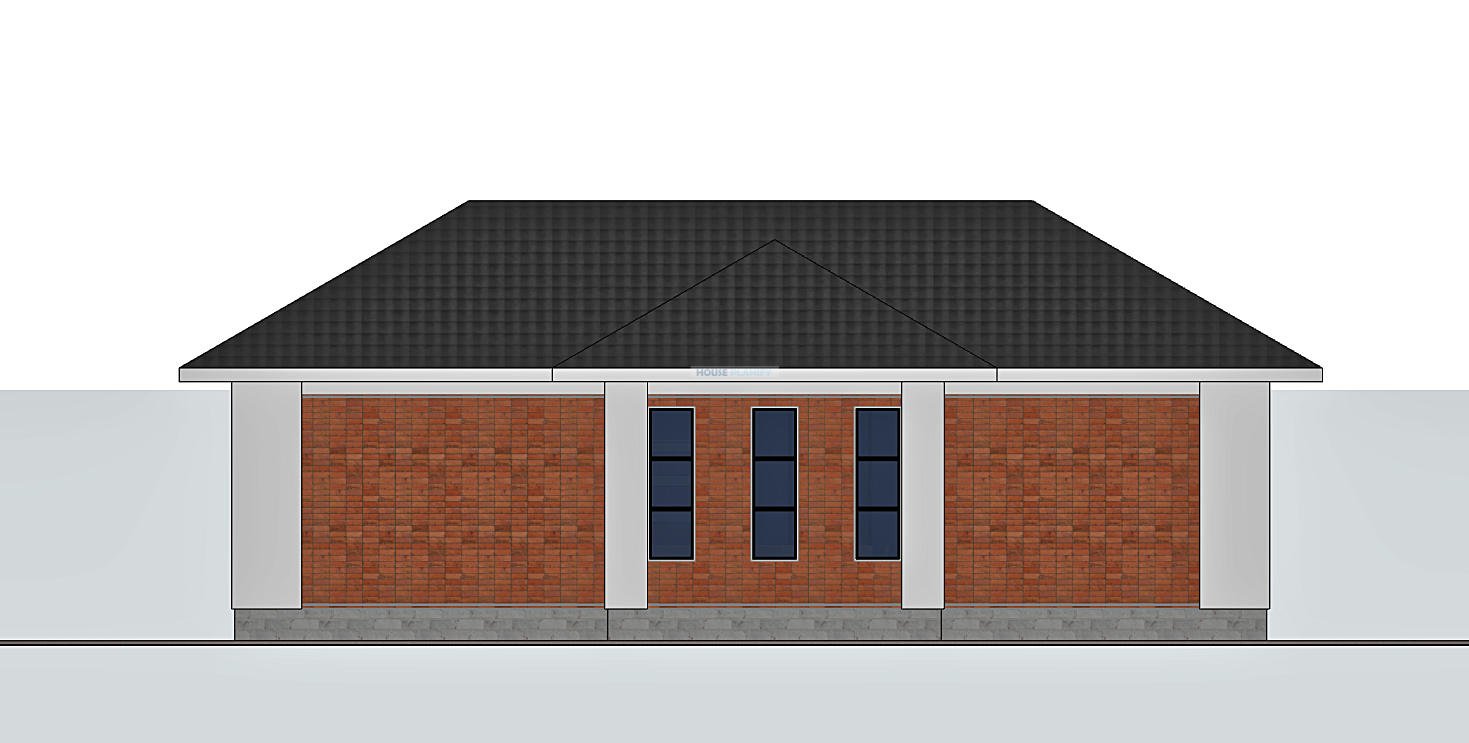 Rear elevation of bungalow 1203D