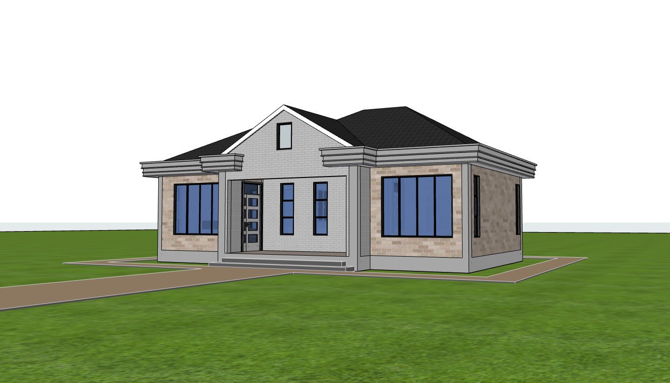 Side view of bungalow design 1107A-D1