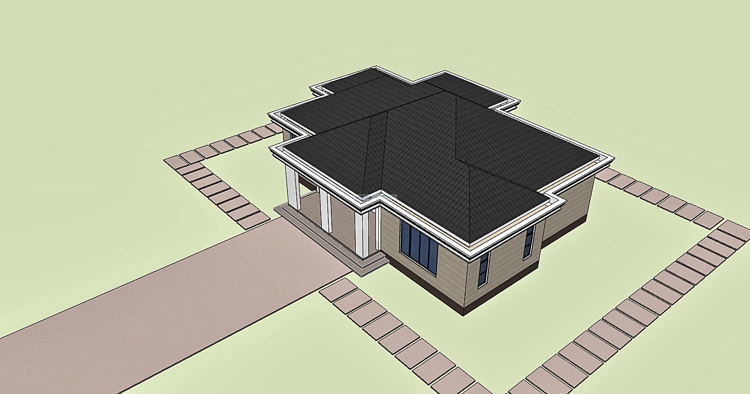 Single storey 3 bedroom house design 1315A