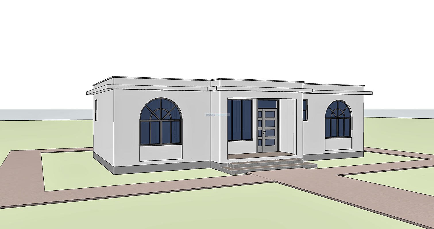 Small bungalow flat roof floor plan 1203C