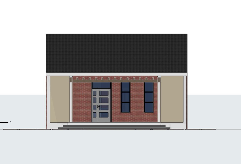 Tiny Brick 1 storey front elevation 1121A