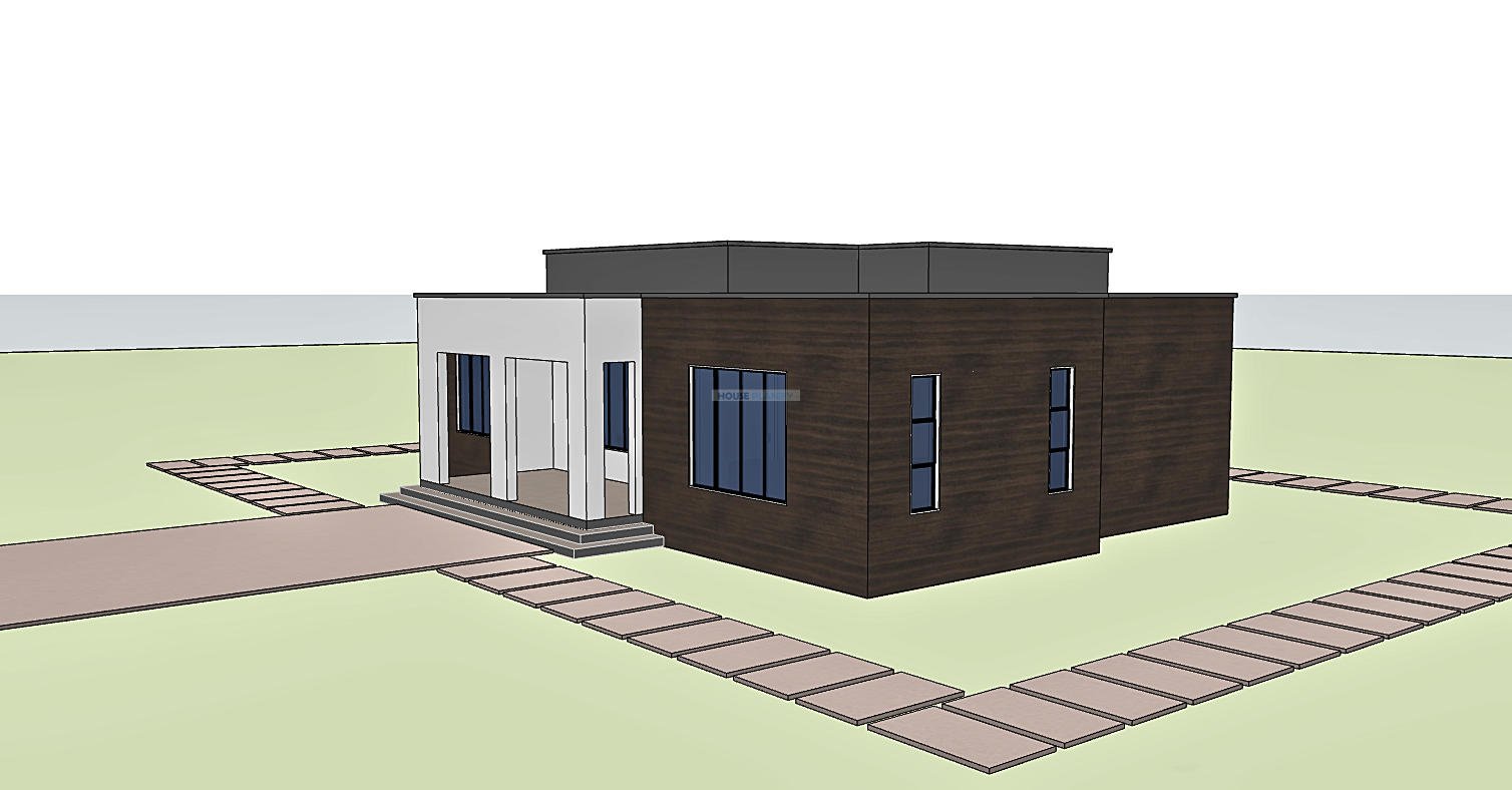 Waterproofed concrete flat roof bungalow 1315C
