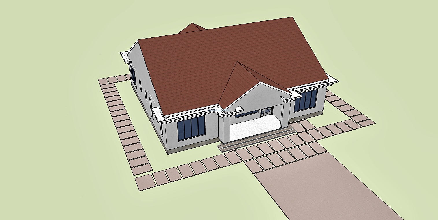 bungalow gable roof birds eye view 1321E