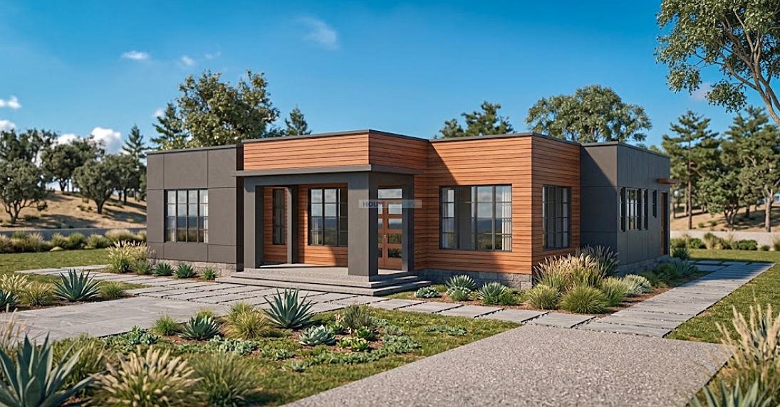 contemporary 3 bedroom bungalow flat roof exterior 1321C