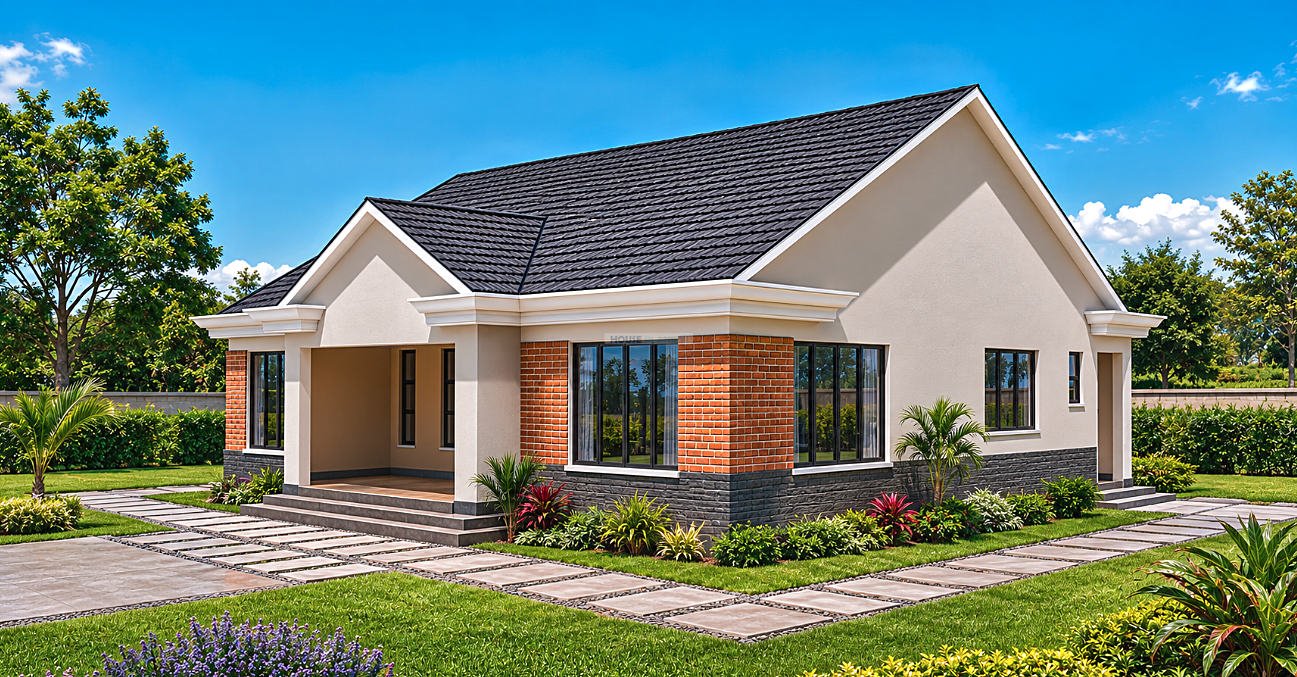 contemporary gable roof bungalow design 1321E