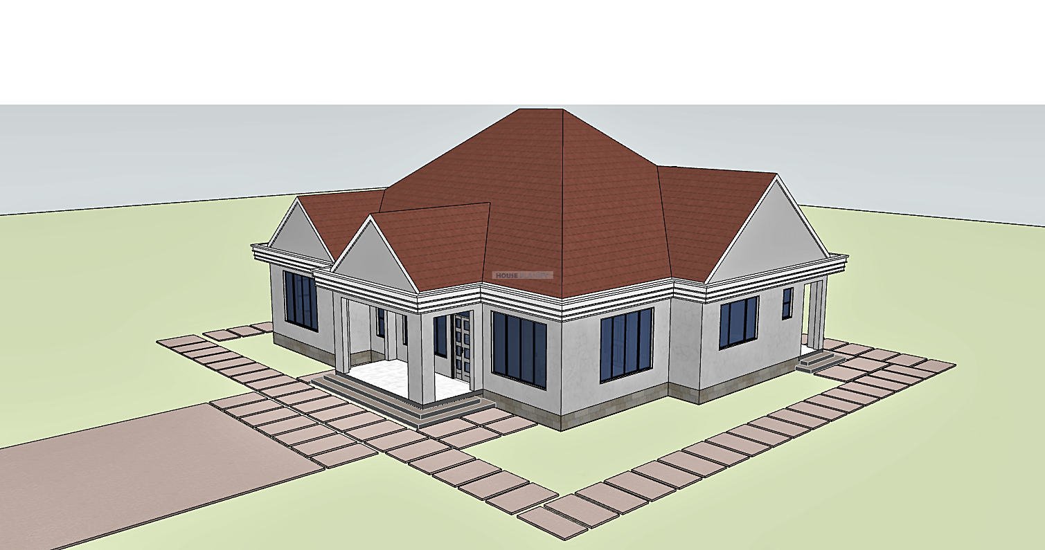 contemporary hip and gable bungalow house design 1321D