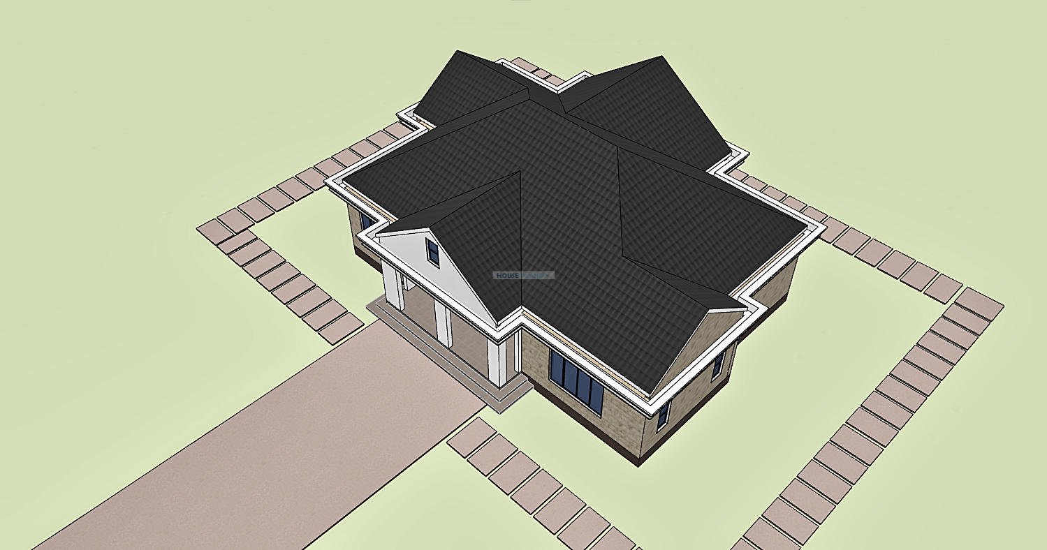 elegant single storey house with closed kitchen 1315D