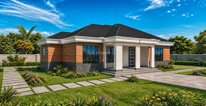 modern 3 bedroom house plan hip and gable roof 1315A