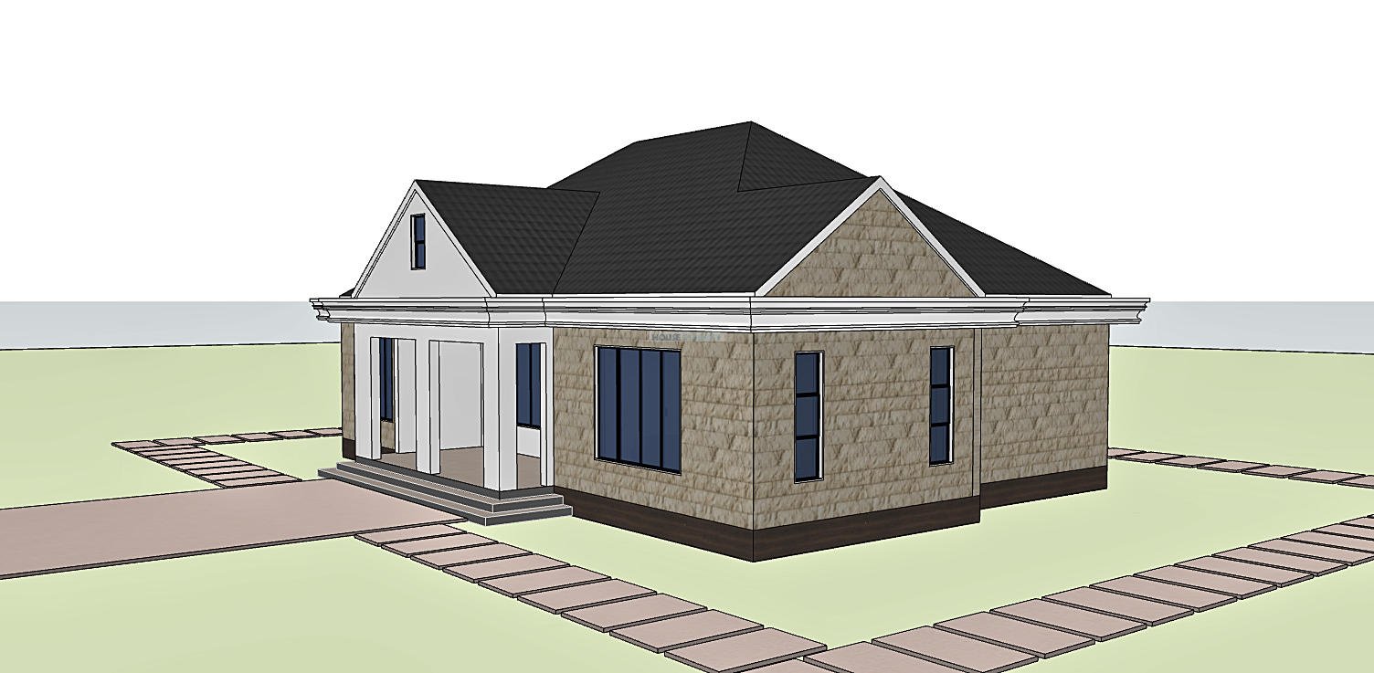 modern closed kitchen house plan 1315D